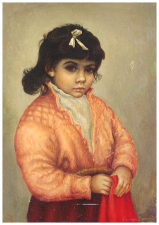 LEONARDO PIZZANELLI Pisa 1920 – Firenze 1984 Ritratto di bambina Olio su...