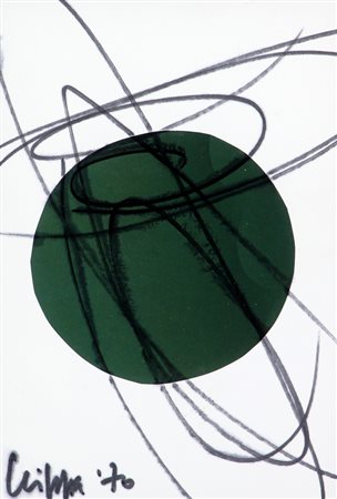 Roberto Crippa, Spirale, 1970, pennarello e collage su carta, cm. 21x14,5,...