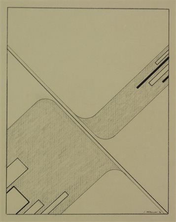 Luigi Veronesi, Senza titolo, 1976, tecnica mista su cartoncino, cm. 24x19,...