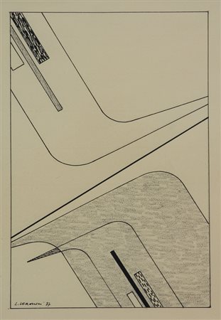 Luigi Veronesi, Senza titolo, 1977, tecnica mista su cartoncino, cm. 24x19,...