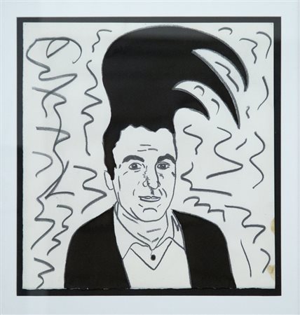 Ronnie Cutrone, Senza titolo, 1984, tecnica mista su carta, cm. 38x38,...