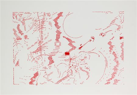 Vincenzo Accame, Pagine Rosse 2, 1979, china rossa su cartone, cm. 36,5x51,...