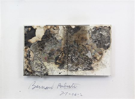 Bernard Aubertin, L'Art Brulée, 2010, libro d'arte bruciato entro teca di...