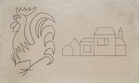 REMO BIANCO (1922-1988) Senza Titolo Pennarelli e grafite su tela cm 60x100...