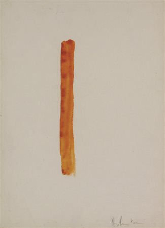 Arturo Vermi, Presenza, 1965, tempera acquerellata su carta applicata su...