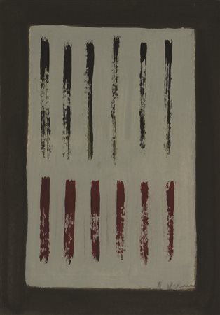 Arturo Vermi, Diario, 1963, tempera su carta intelata, cm. 32,3x22,8, firmata...
