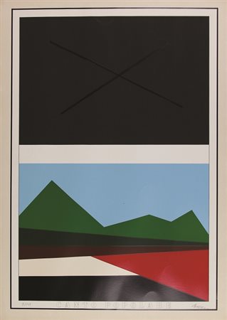 Franco Angeli, Senza titolo, litografia su carta, cm. 50x70, es. 9/125,...