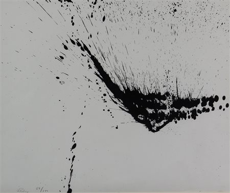 Mark Tobey, Composition in Black, 1973, litografia su carta, cm. 56x45,5, es....