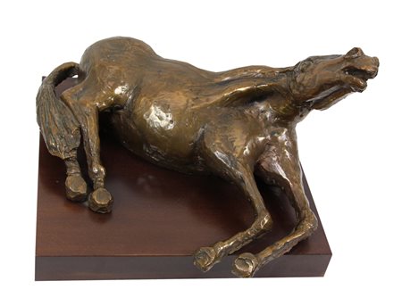 Bruno Cassinari, Cavallo, scultura in bronzo, cm. 31x32x24, es. 174/300,...