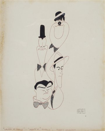 Albert Hirschfeld, St. Louis 1903 - 2003, Caricature di Stan Laurel e Oliver...