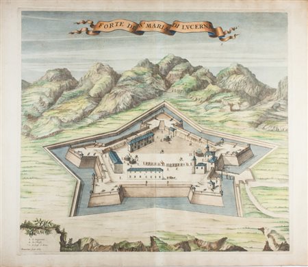 Johann Blaeu Forte di S.a Maria di Lucerna (Torre Pellice).1682Incisione in...