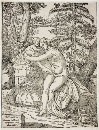 Nicolò Boldrini Venere e Cupido.1566Xilografia. mm 300 x 232. Bartsch, VII,...