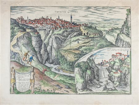 Georg Braun Frans Hogenberg Tiburtum vulgo Tivoli...1581Incisione in rame in...