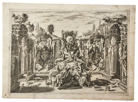 Epifanio D'Alfiano La contesa tra le Muse e le Pieridi.1592Bulino. mm...