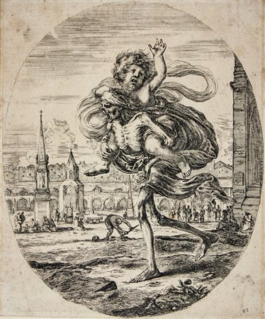 Stefano Della Bella La morte rapisce un fanciullo.1648 ca.Acquaforte e...