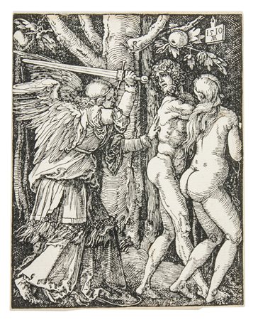 Albrecht Dürer La cacciata dall'Eden.1510&nbsp;Xilografia. mm 124x100....