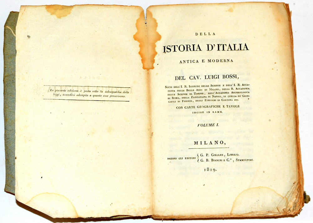 Libri Luigi Bossi Della Istoria D Italia Antica E Moderna Milano Il Ponte Arsvalue Com