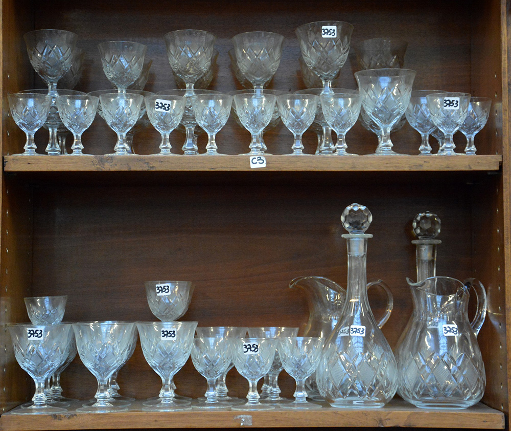 Servizio di bicchieri in cristallo sfaccettato, anni '60 circa, composto  da, Il Ponte Casa d'Aste