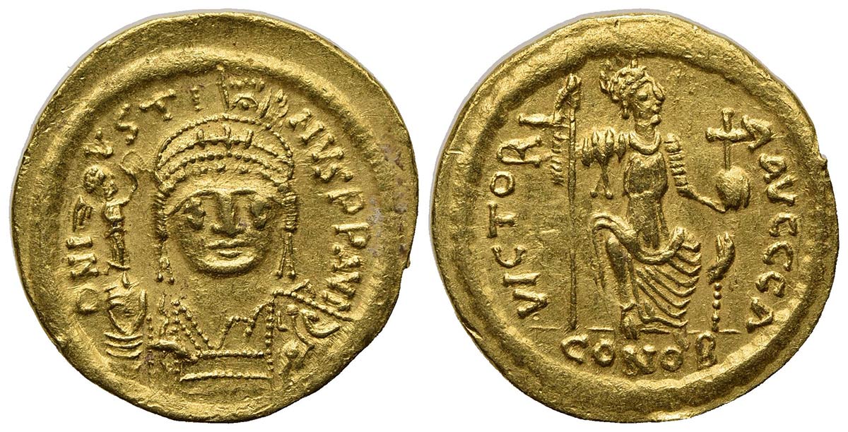 Justin II (565-578); AV Solidus (g 4,52; mm 20; h 6); Constantinople ...