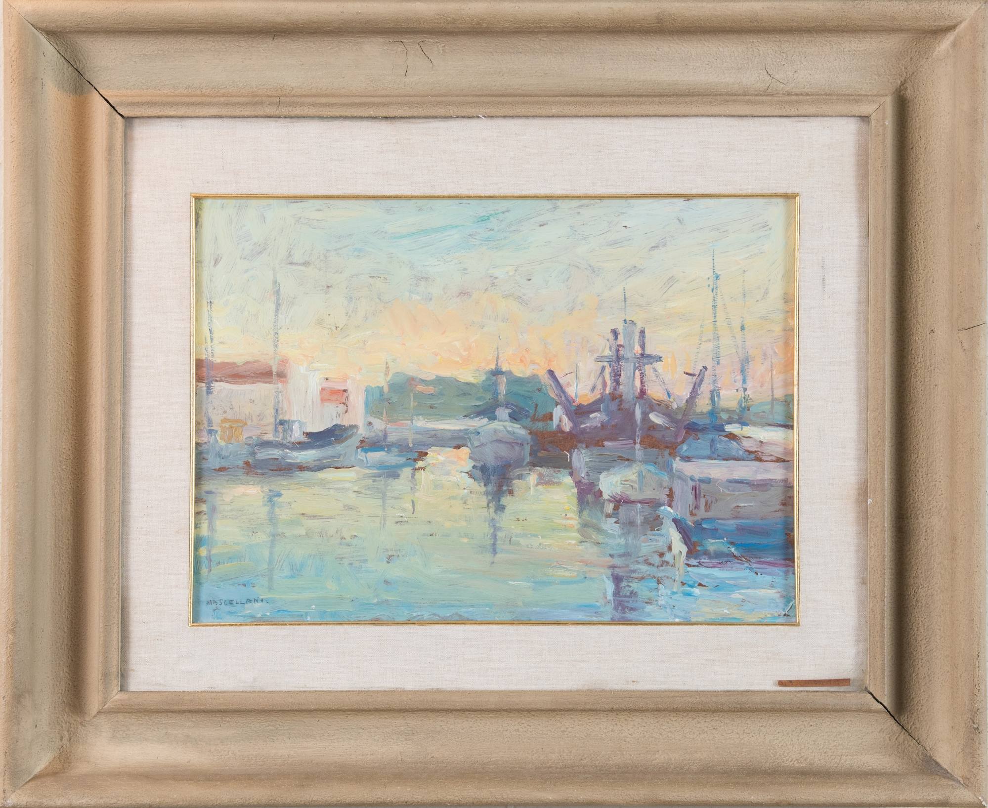 NORMA MASCELLANI (Bologna 1909- 2009) “Porto Corsini”, anni '50. Olio ...