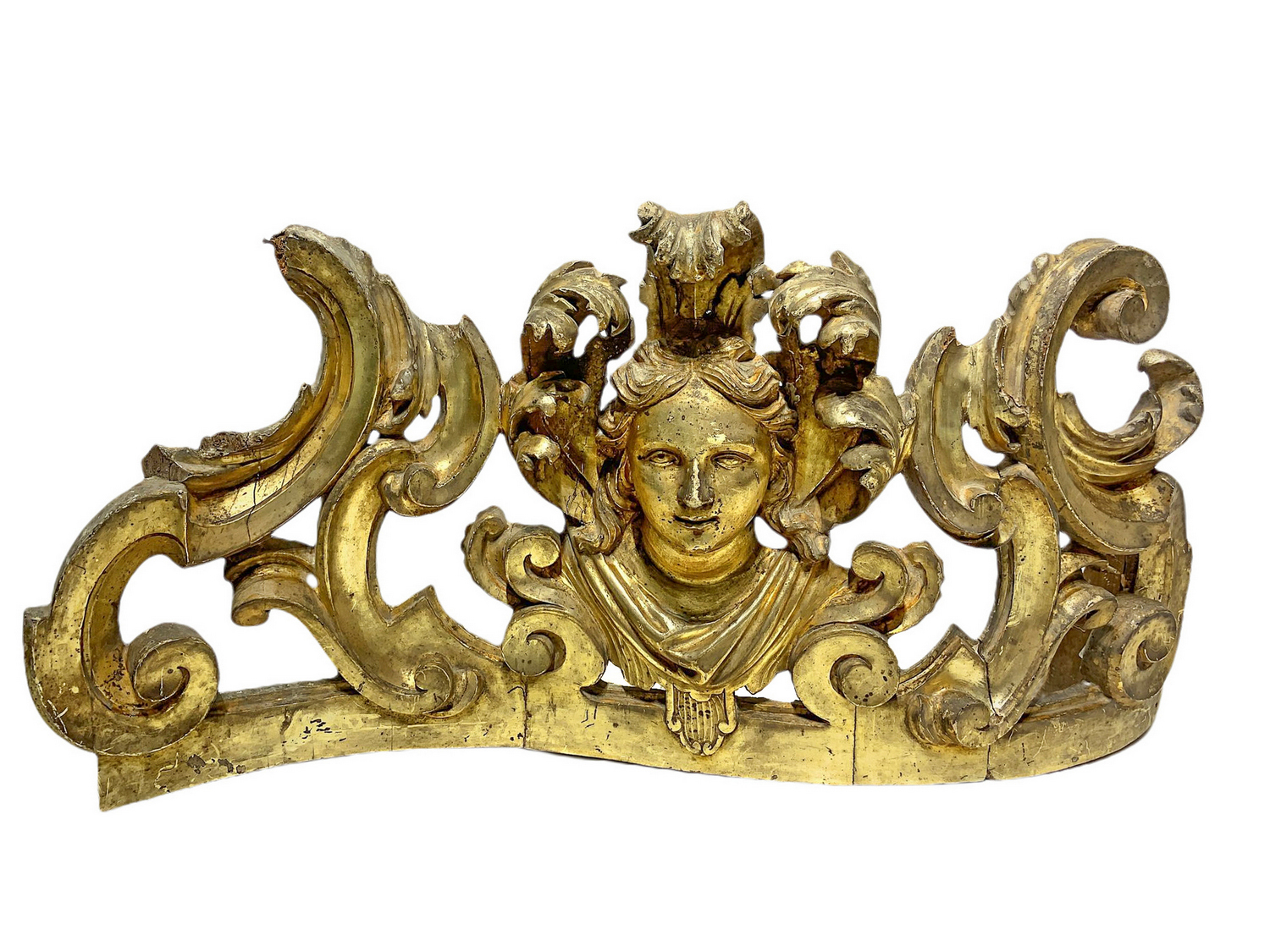 Consolle barocca in legno foglia oro del 1800 restaurata