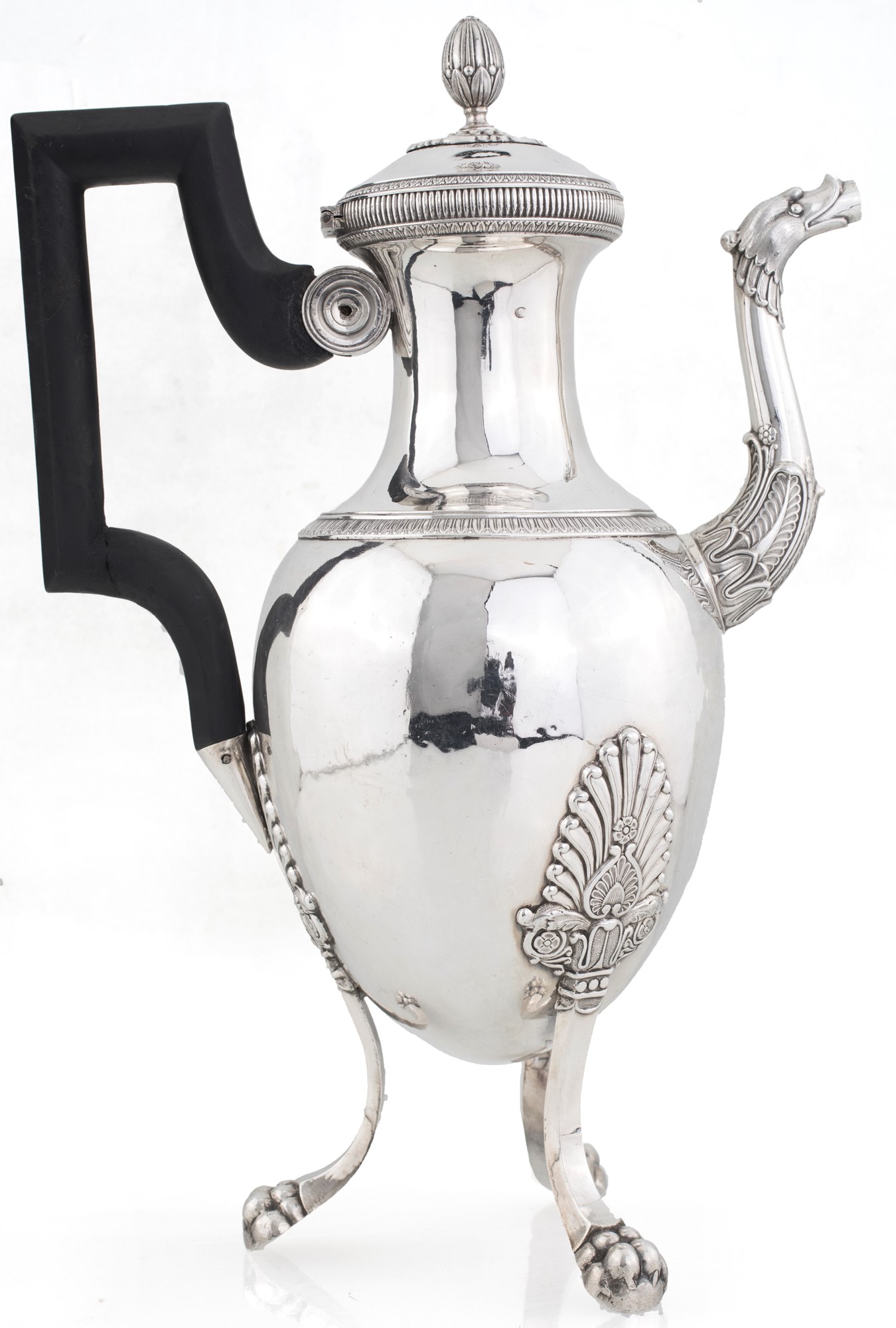 Caffettiera in argento 950/1000, Francia 1820, argentiere F.P. con corpo, CASA D'ASTE ARCADIA