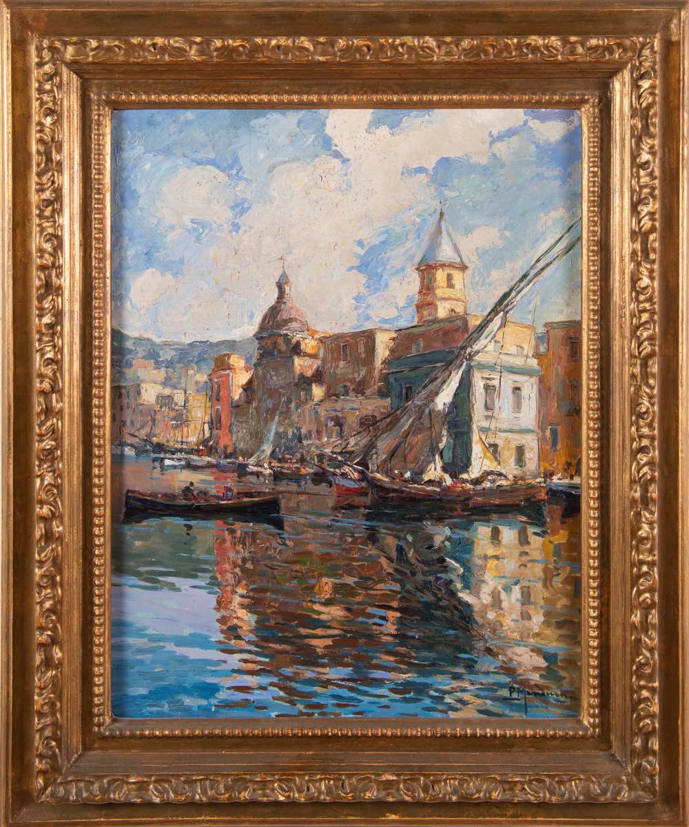 Pasquale Manduca (Pozzuoli 1878 - 1966), “Porto con barche”. | GREGORY ...