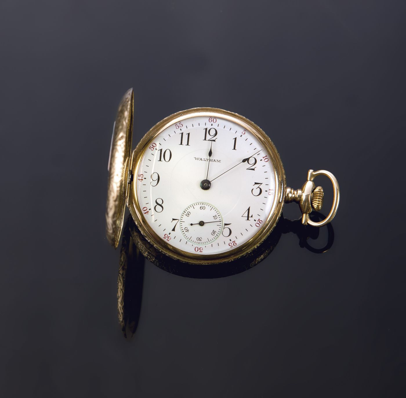WALTHAM Orologio da tasca in oro 14 Kt, inizi XX secolo Diam. 47 Tripla  cassa, SANT'AGOSTINO