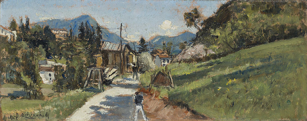 Domenico De Bernardi (Besozzo 1892 - 1963) - Strada in costruzione olio su, Il Ponte Casa d'Aste