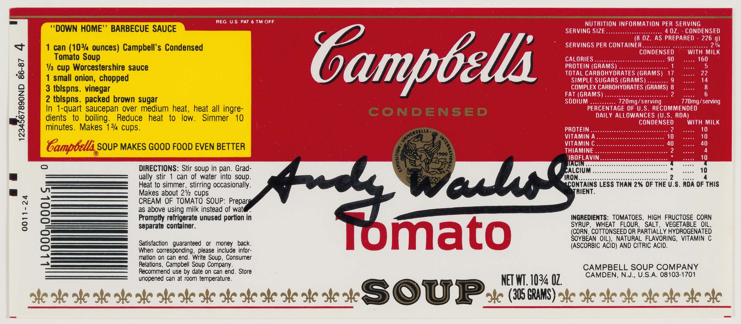 Andy Warhol (1928-1987), Campbell etichetta firmata in alcuni esemplari ...
