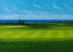 FISSORE DANIELE Savigliano 1947 Campo da golf Olio su tela 50x70 cm Firma  in, SAN CARLO