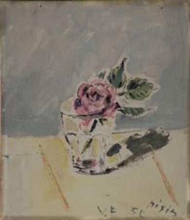 De Pisis Filippo Tibertelli Ferrara 1896 Milano 1956 "Rosa in un bicchiere"...