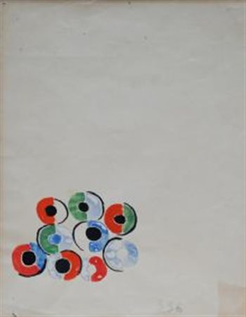 Delaunay Sonia Gradiesk 1885 Parigi 1979 "Composizione" gouache su carta (cm...