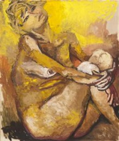 Guttuso Renato Bagheria 1912 Roma 1987 "Nudo" 1961, olio su tela (cm 65x54)...