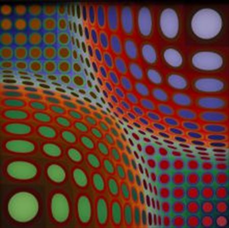 Vasarely Victor Pecs 1908 Parigi 1997 "DVA-MC" 1971, tempera su tela (cm...