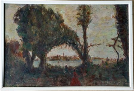 Fernando Bigoni "Paesaggio" 1958 - Olio su cartone - cm 40 x 59 - Firma in...