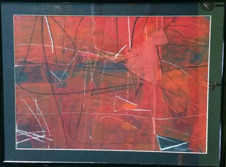 Piero Ruggeri "Composizione rossa" - 2004 - Tempera su carta - cm 48x68 -...