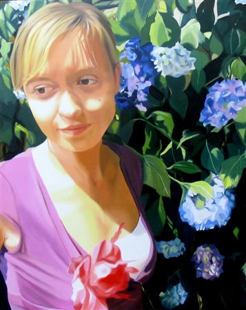 Francesca Marzorati "Donna tra i fiori" - Acrilico su tela - cm 100x80 -...