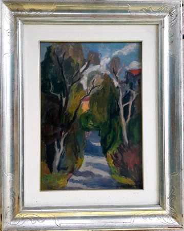 Alfredo Beltrame "Viale alberato" - 1942 - Olio su tela - cm 50x35 -...