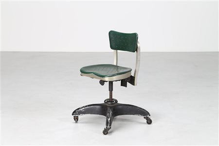 PONTI GIO' (1891 - 1979) Sedia da ufficio in alluminio e skai per gli uffici...