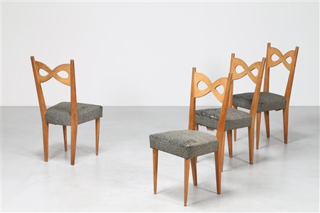 BUFFA PAOLO (1903 - 1970) Quattro sedie in legno di frassino e tessuto...