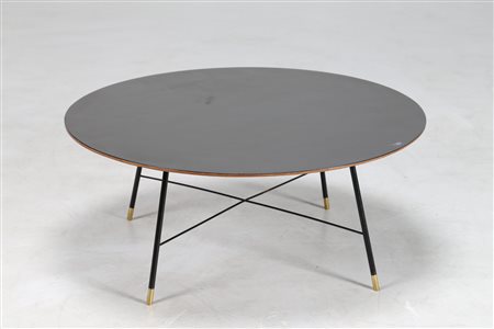 PARISI ICO (1916 - 1996) Tavolino tondo in tondino di ferro e finali in...