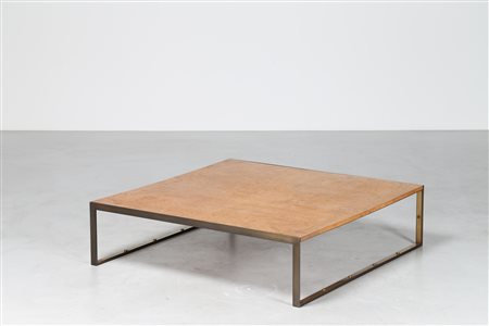CORDERO TONI Tavolino in metallo e legno, per casa Pivanò Torino, anni 70. -....