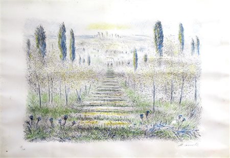 MICHELE CASCELLA (1892-1989) - 'VIALE CON CIPRESSI' (CYPRESSES BOULEVARD)...