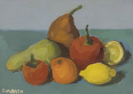 Giovanni March (Tunisi 1894 Livorno 1974) Frutta 1968 Olio su tela, cm. 25x35...