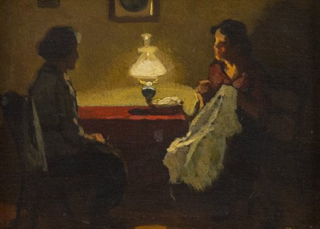 Cafiero Filippelli (Livorno 1889 1973) Conversazione 1932 Olio su tavola, cm....