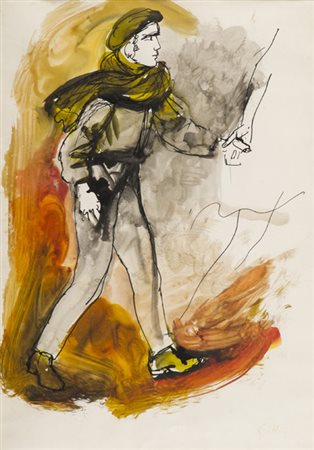 Renato Guttuso (Bagheria (Pa) 1912 Roma 1987) Senza titolo Tecnica mista su...