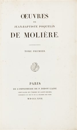 Molière (Poquelin Jean-Baptiste, detto), Oeuvres. Tome Premier (-Septième).A...