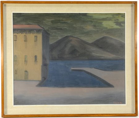 Viviani Vittorio. "Casa a Iseo" olio tela (cm 60x73) firmato in basso a...