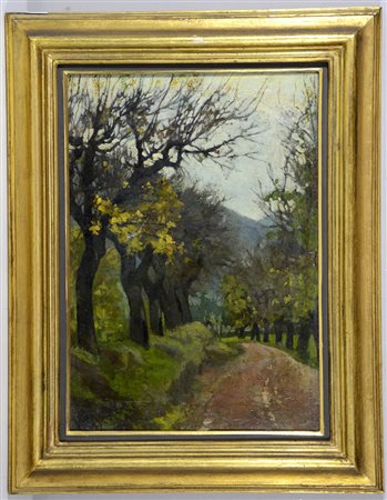 Ignoto inizio secolo XX "Strada di campagna" Olio su tela (cm 34x24)